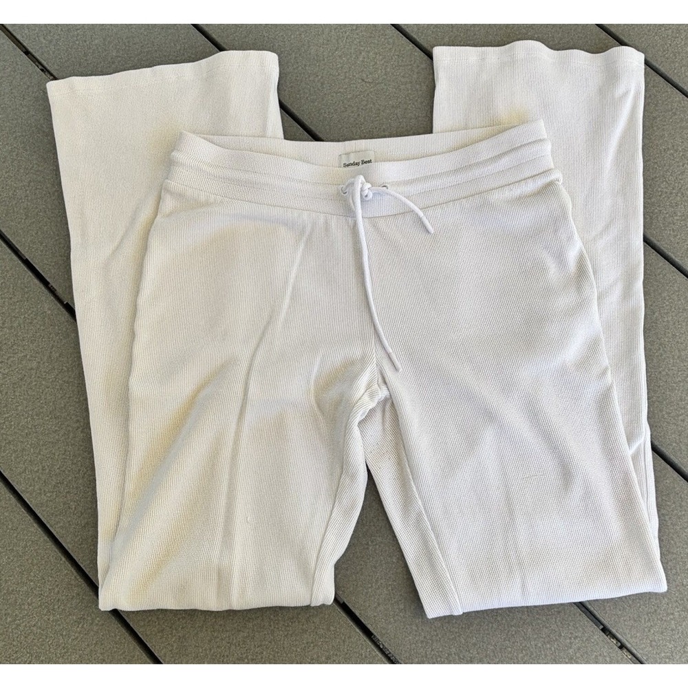 Aritzia White Boot Cut Thermal Lounge Pants